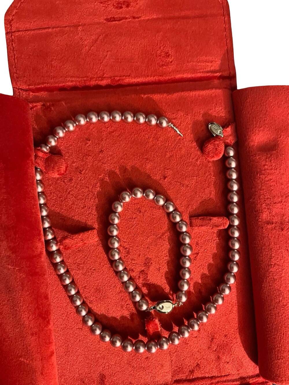 Sterling Silver 925 Pink Pearl Necklace, Bracelet, and Earring Jewelry Set